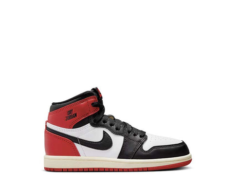 Jordan 1 Retro High OG Black Toe PS White Black Varsity Red Sail — kids sneaker PS Jordan