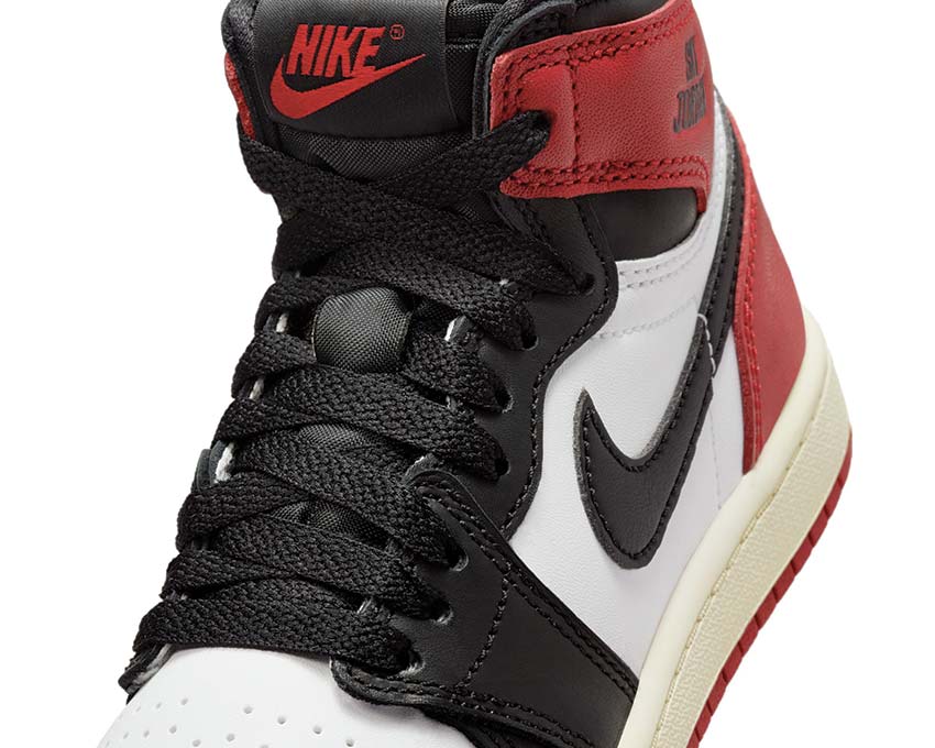 Jordan 1 Retro High OG Black Toe PS side view — leather white black preschool Jordan
