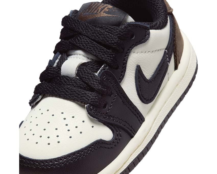 Jordan 1 Retro Low OG TD Mocha Sail — three-quarter view Jordan toddler