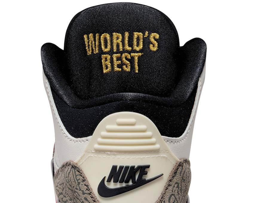Jordan 3 Retro PS World's Best arrière — vue arrière Jordan 3 PS édition exclusive