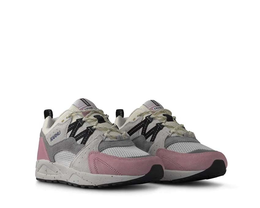 Karhu Fusion 2.0 Lilas Jet Black Lime vue latérale — tige mesh lilas et noir premium