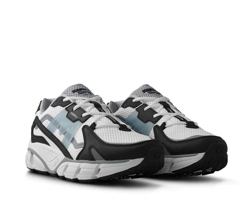 Karhu Super Fulcrum Black Sterling Blue vue latérale — tige cuir noir et bleu sterling
