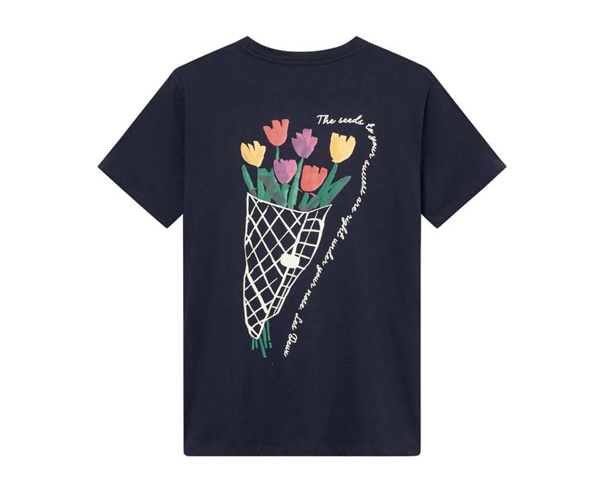 Les Deux Bouquet T-Shirt Dark Navy vista lateral — estampado floral espalda