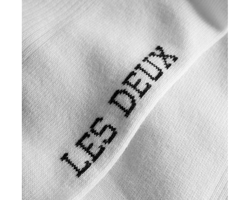 Les Deux Vertigo Socks White détail — motif vertige trame