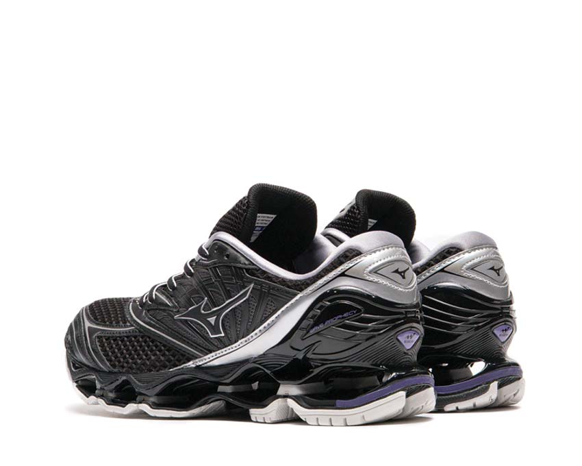 Mizuno Wave Prophecy LS Black Silver Purple Haze détail — coloris Purple Haze exclusif