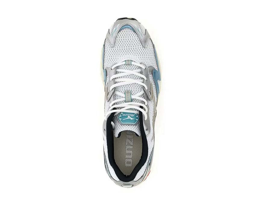 Mizuno Wave Rider 10 Sport Reef Waters détail — tige Vintage Khaki Reef Waters