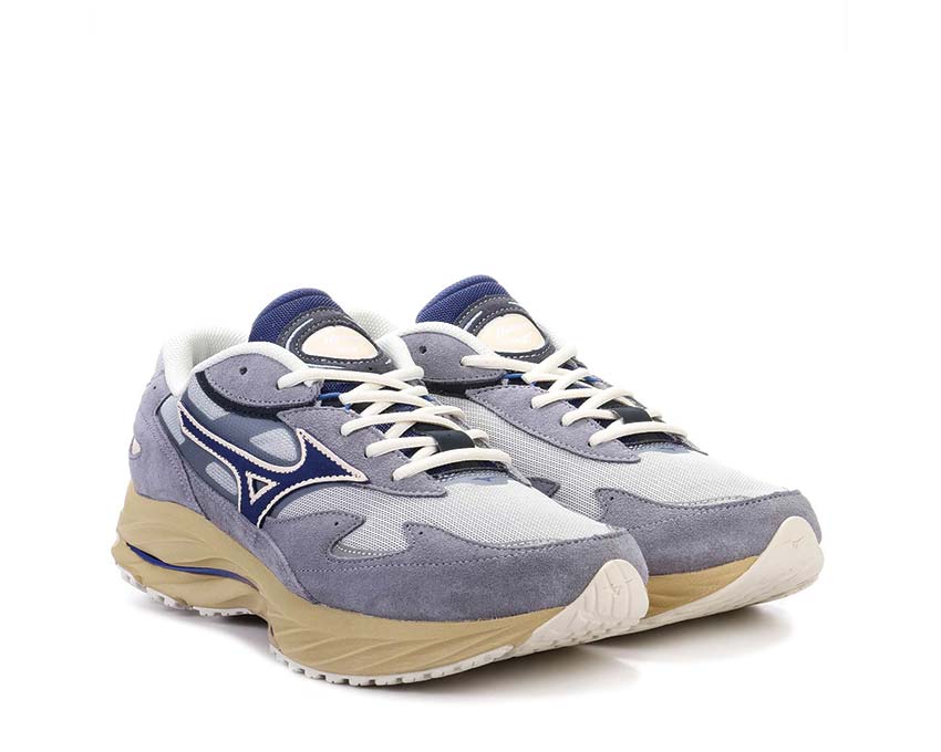 Mizuno Wave Rider Beta Harbor Mist vue latérale — coloris Tradewinds India Ink