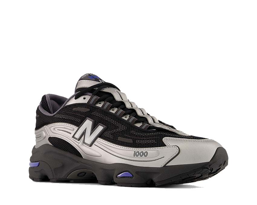 New Balance 1000D Silver Black vue latérale — tige bicolore