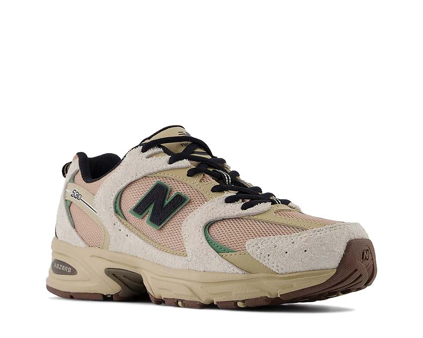 New Balance 530 Linen Incense Flat Taupe Seitenansicht — atmungsaktives Mesh-Obermaterial