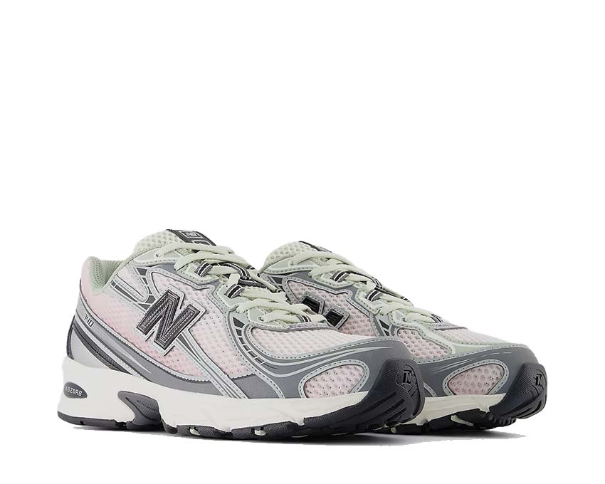 New Balance 740 Pink Granite vue latérale — tige mesh rose et suède granit