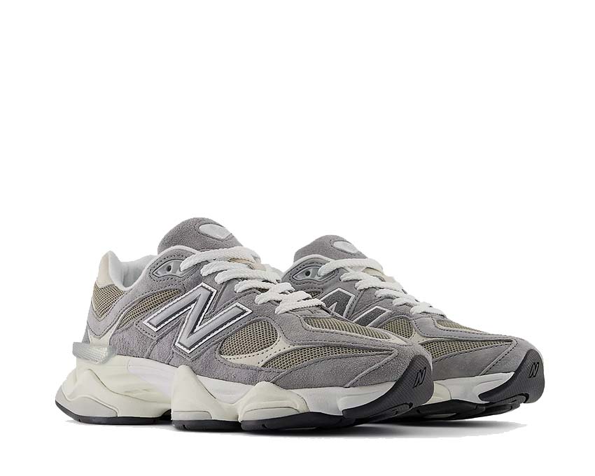 New Balance 9060 Slate Grey/Arid Stone/Timberwolf vue latérale — silhouette chunky dad shoe