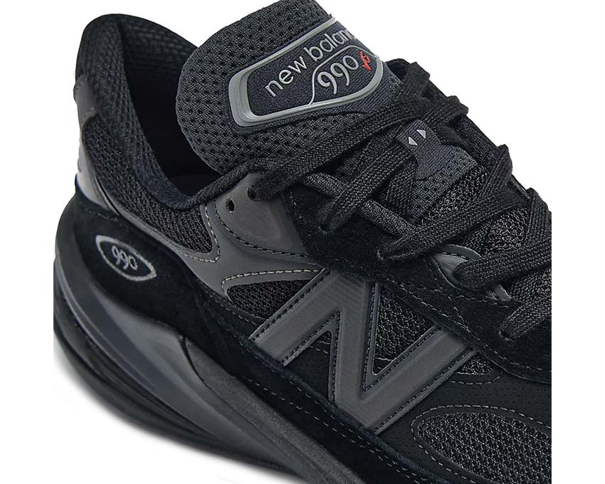New Balance 990v6 Made in USA Triple Black lateral view — premium monochrome