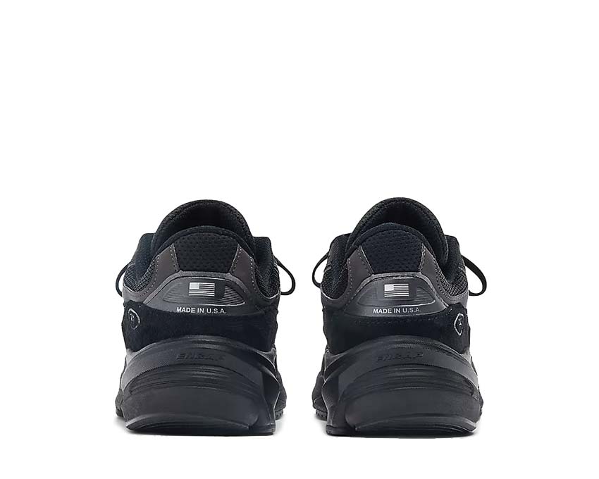 New Balance 990v6 Made in USA Triple Black detail — black suede and mesh