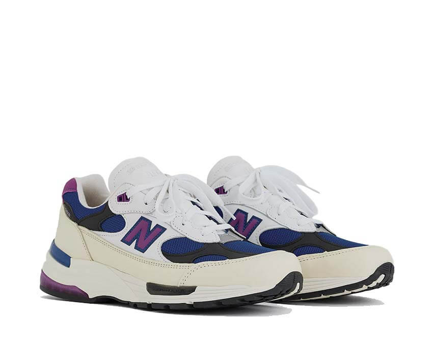 New Balance 992 White vue latérale — tige multimatière blanc Made in USA