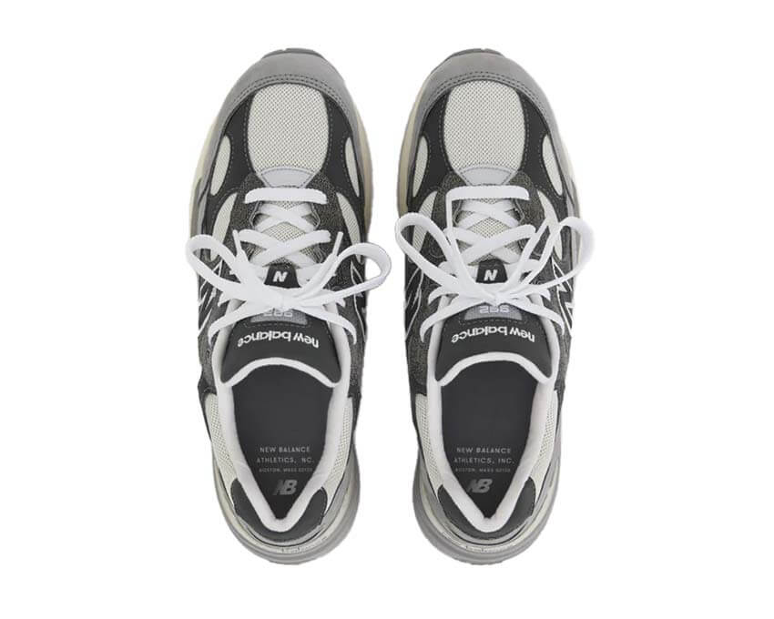 New Balance 992 Shadow Grey vue arrière — contrefort stabilisateur renforcé