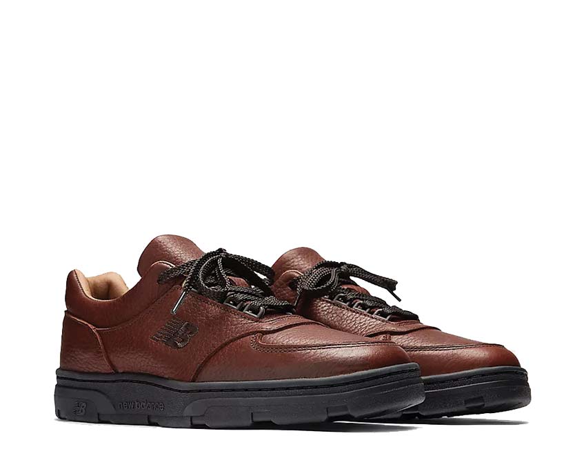 New Balance Allerdale Made in UK Black Coffee vista lateral — cuero de grano completo premium