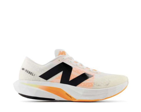New Balance FuelCell Rebel V4 White Angora Hot Mango — chaussure running homme réactive