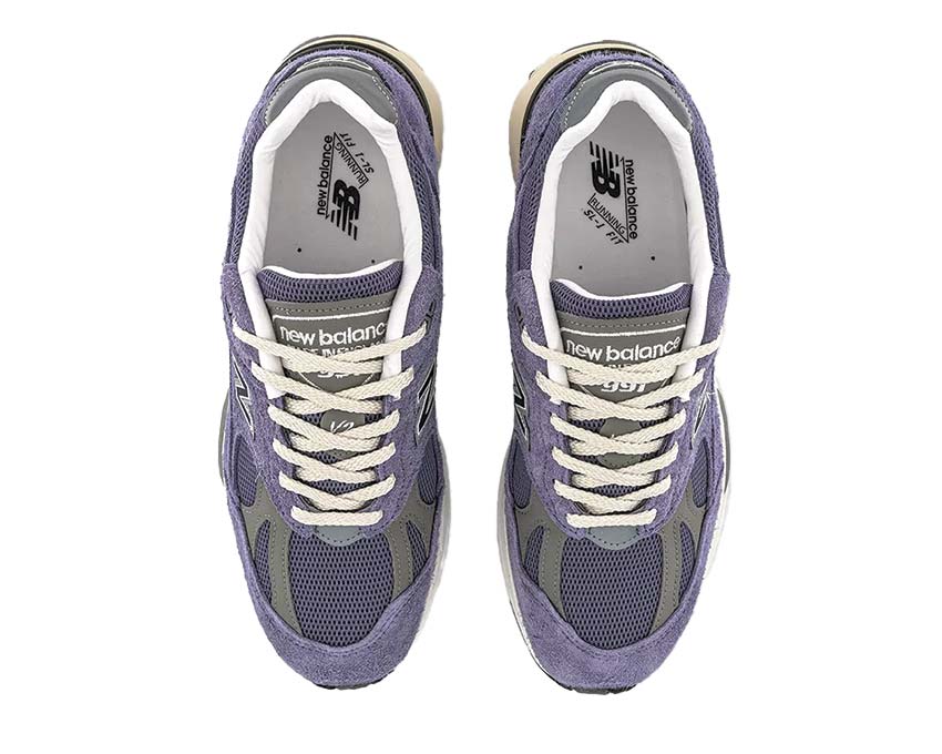 New Balance 991v2 Made in UK Dusk détail — suède premium fabriqué en Angleterre