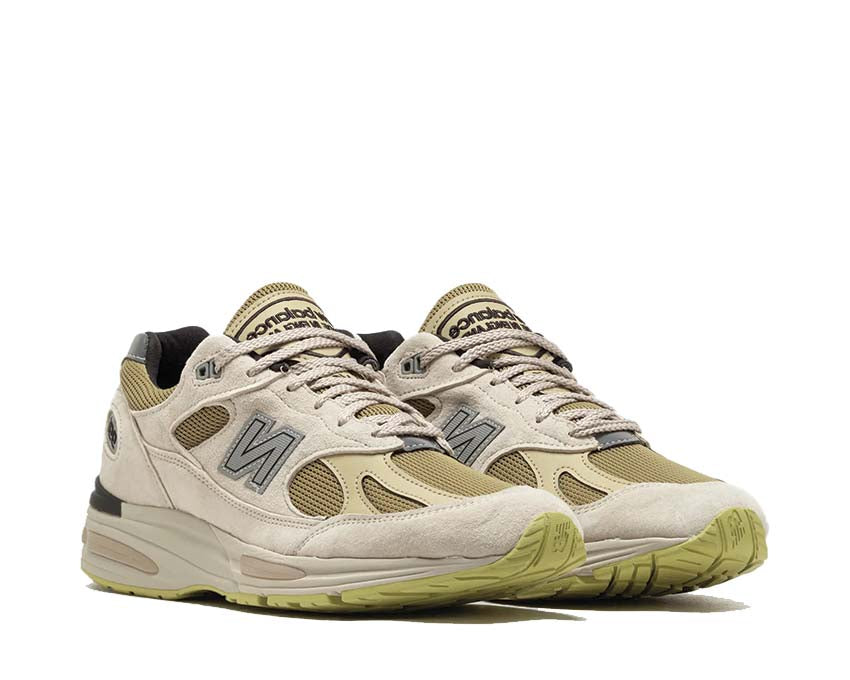 New Balance 991v2 Made in UK Silver Birch lateral view — refined grey-beige suede