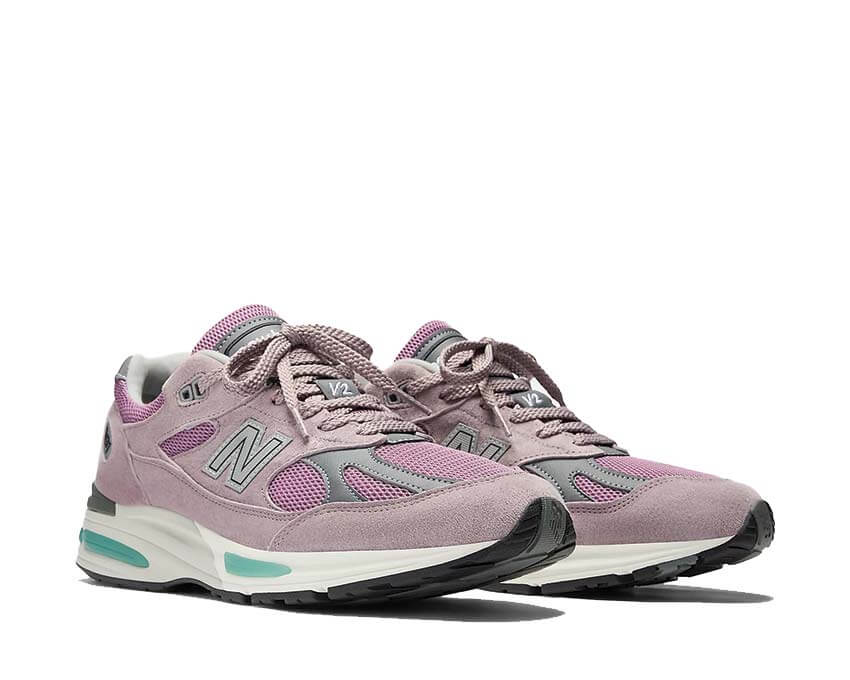 New Balance 991v2 Polignac vue latérale — tige suède violet aubergine Made in UK