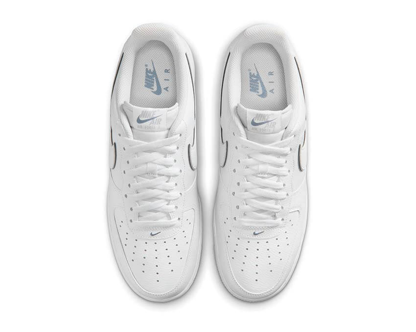 Nike Air Force 1 '07 LV8 White Metallic — vue arrière contrefort argenté