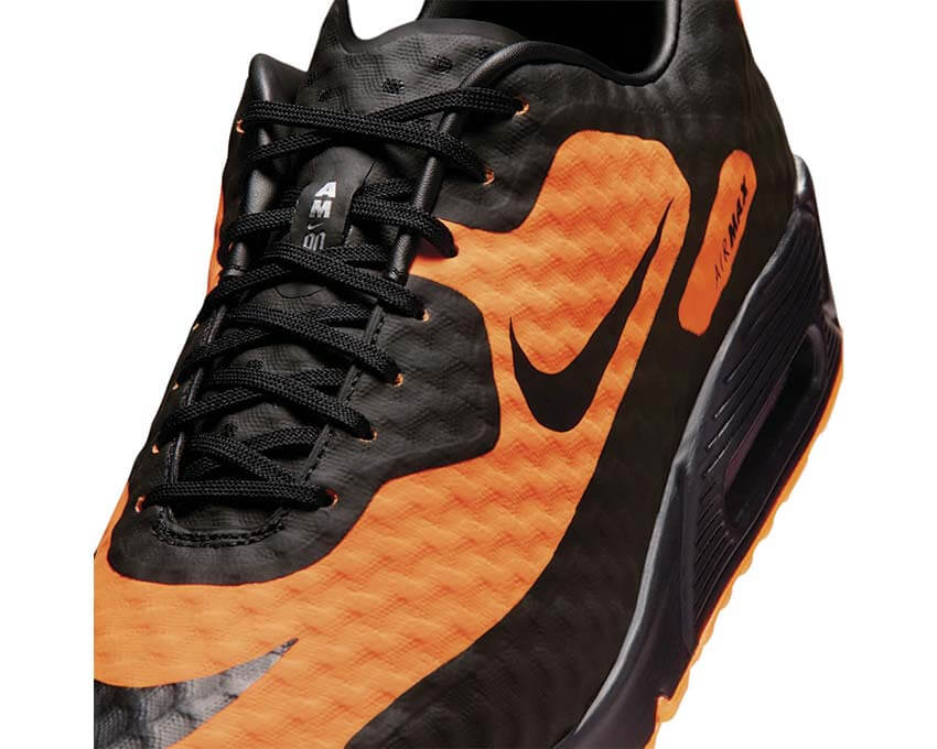 Nike Air Max 90 Hypervenom vue latérale — tige mesh orange et jaune volt