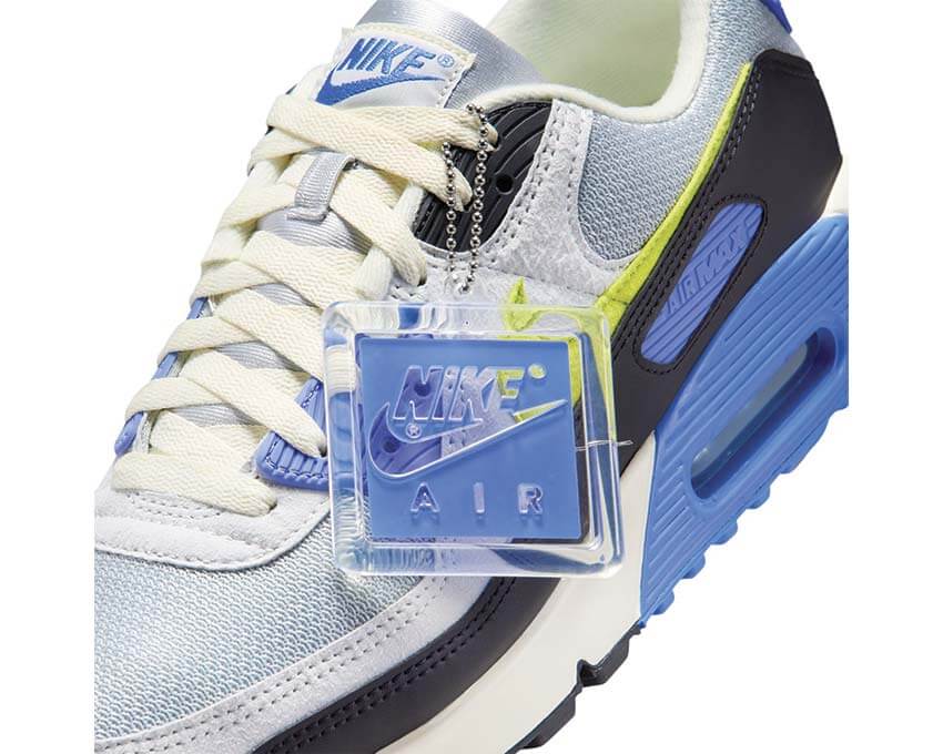 Nike Air Max 90 Wave Pack Cyber vue latérale — tige mesh jaune Cyber