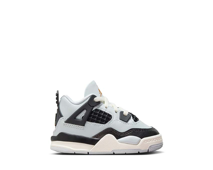 Jordan 4 Retro TD Pure Platinum / Metallic Gold — sneakers piel premium bebé