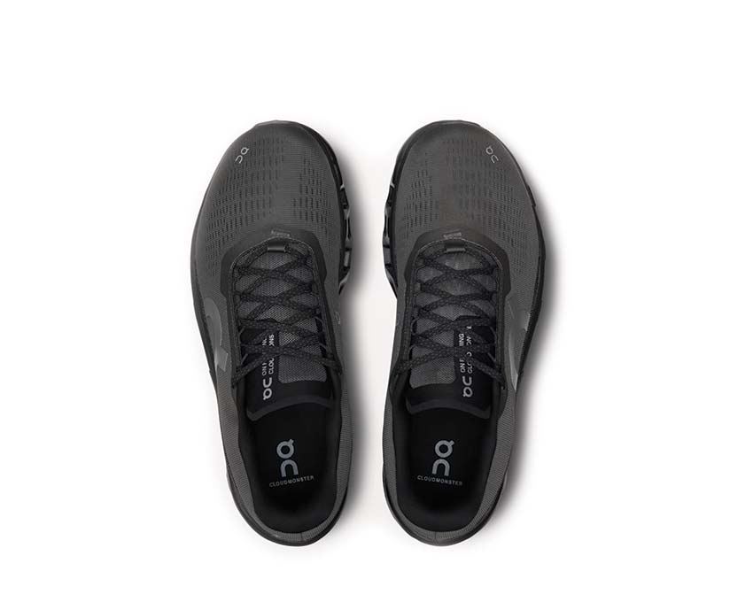 On Cloudmonster 2 Asphalt/Iron détail — tige mesh running homme