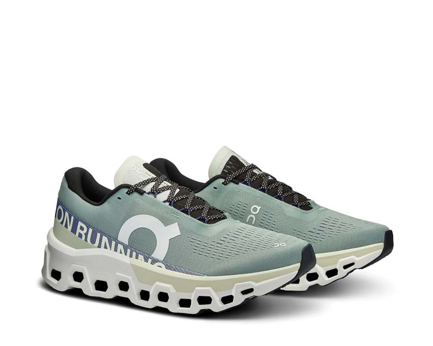 On Cloudmonster 2 Mineral/Aloe vue latérale — profil amorti running homme