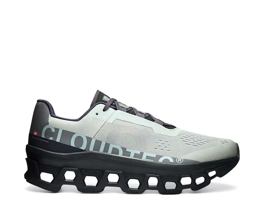 On Cloudmonster Glacier/Black — Herren-Laufschuh CloudTec-Dämpfung Langstrecke