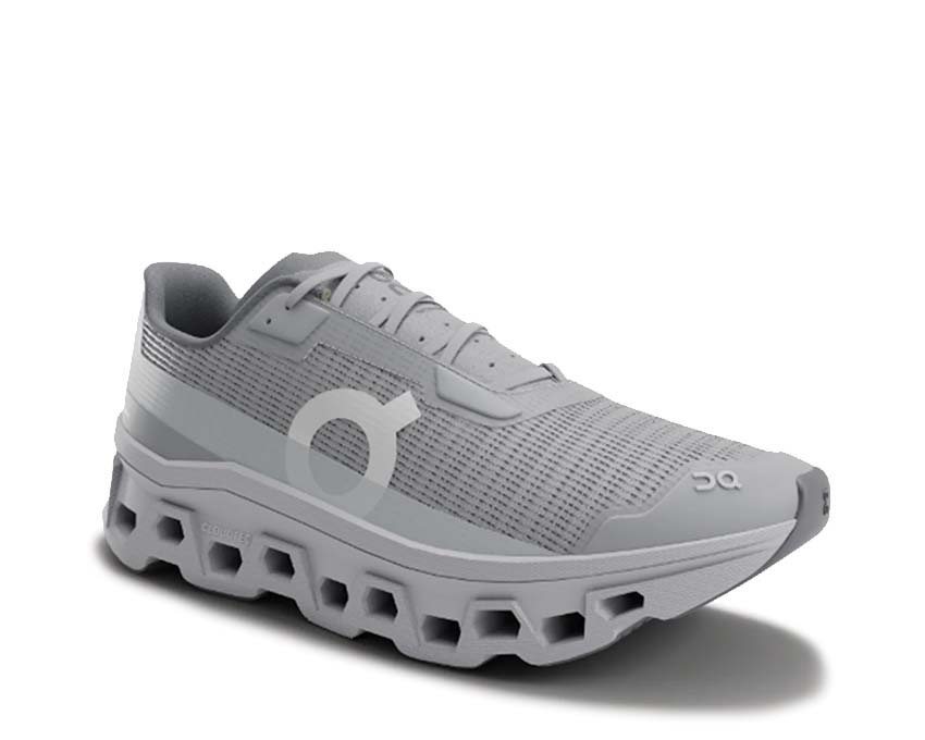 On Cloudmonster Void Alloy/Glacier vue latérale — profil Void running