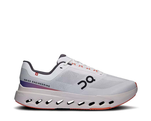 On Cloudsurfer Next White/Flame — zapatilla running hombre CloudTec reactivo flexible