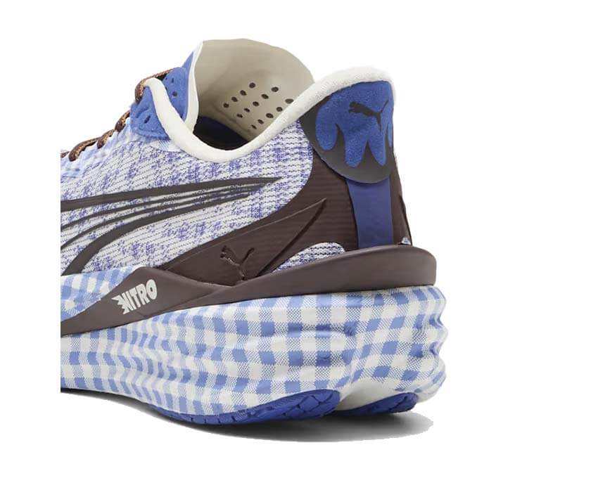 Puma Deviate Nitro 4 Check Bleu détail — détail check logo Puma Deviate bleu