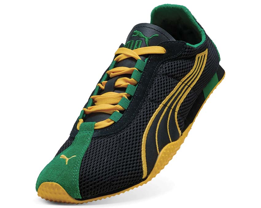 Puma H-Street Black vue latérale — cuir noir basket vintage