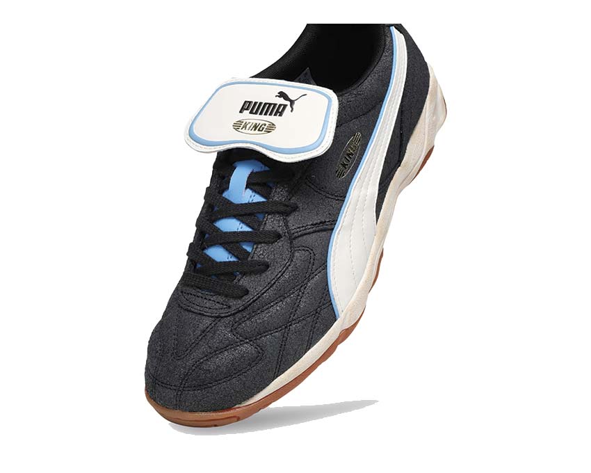 Puma King Indoor D10 Black Warm White vue latérale — cuir noir King D10