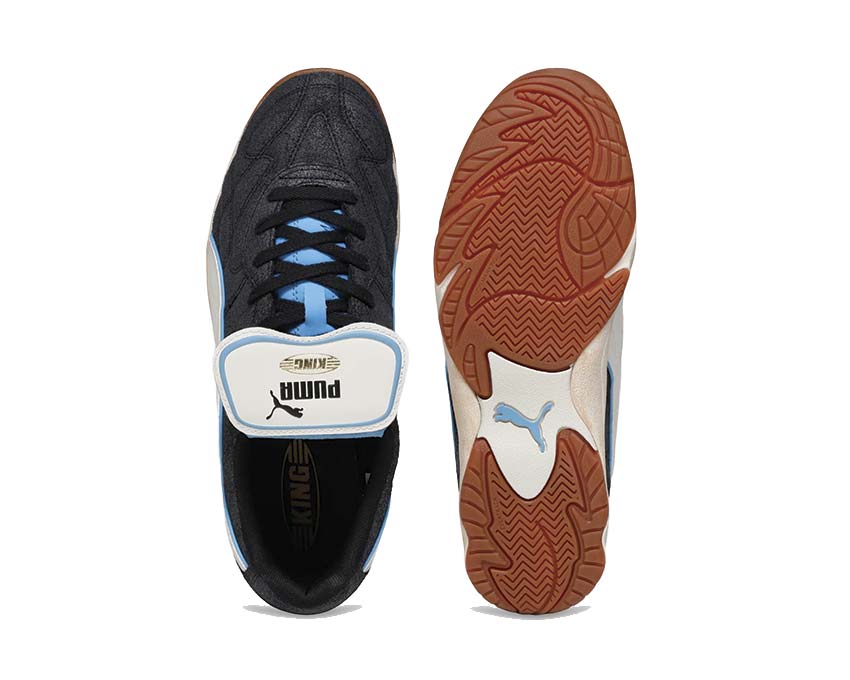 Puma King Indoor D10 Black Warm White détail — logo King D10 brodé