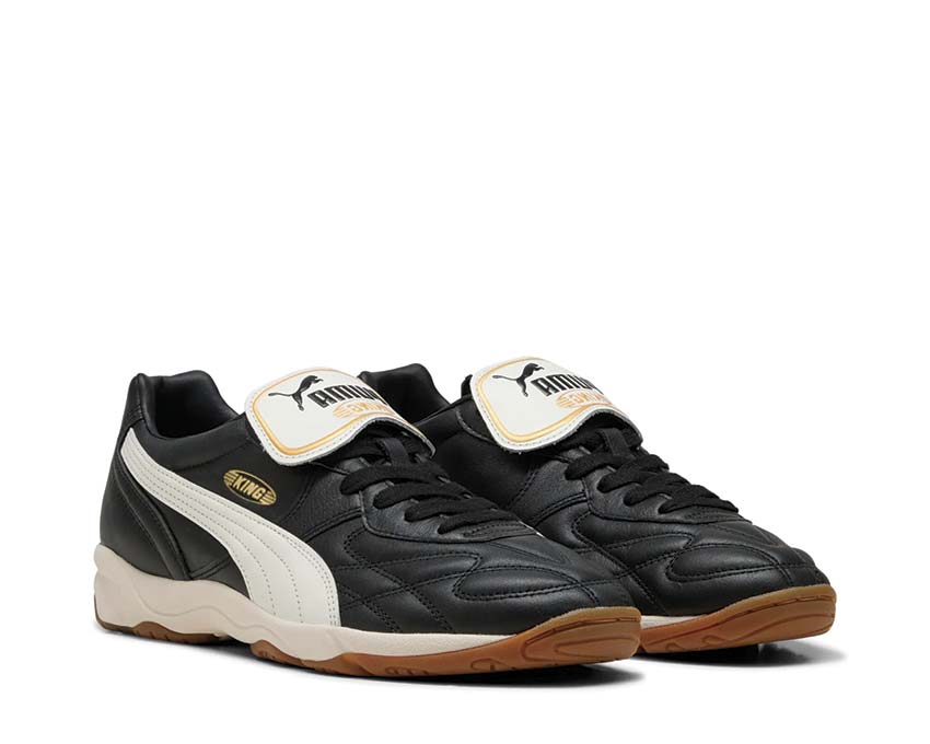 Puma King Indoor Noir vue latérale — cuir noir blanc King Indoor Puma