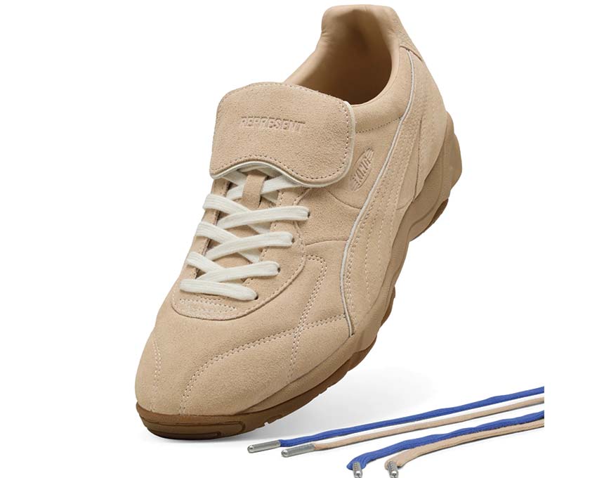 Puma King Indoor REPRESENT Beige vue latérale — cuir beige REPRESENT