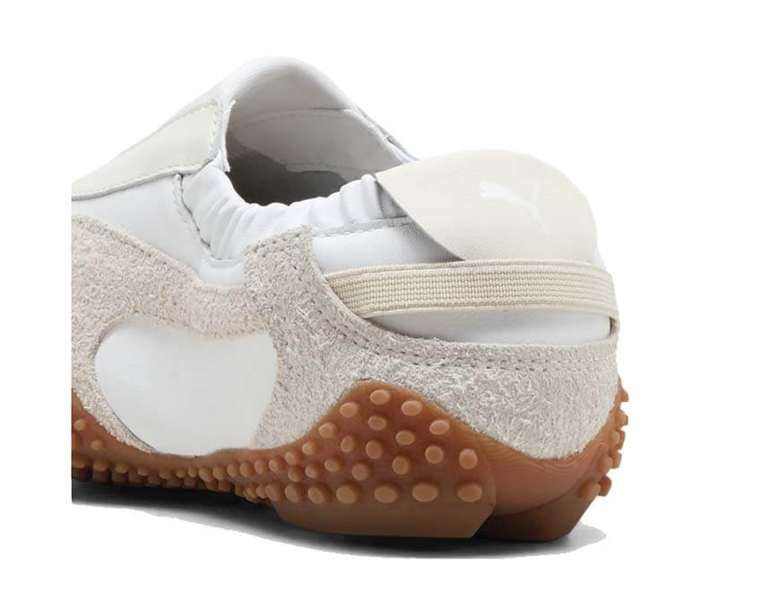 Puma Mostro Move W Blanc détail — détail cuir blanc logo Puma Mostro