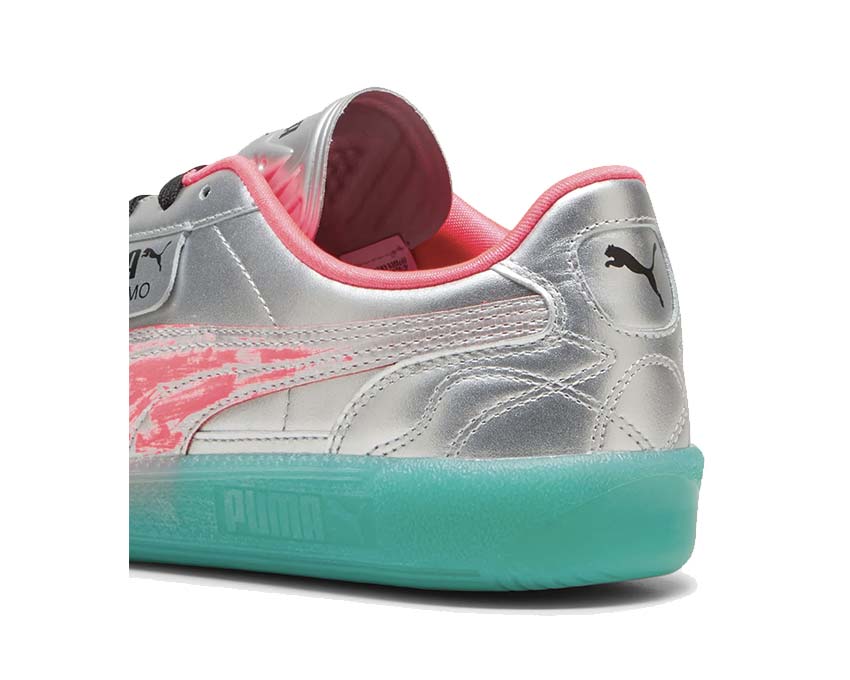 Puma Palermo NewGen Footy Silver Sparkling Green Sohle — Gummisohle