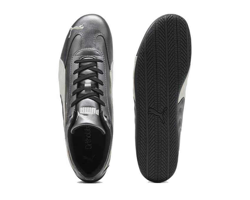 Puma Speedcat Metallic Argent détail — détail cuir silver logo Puma Speedcat