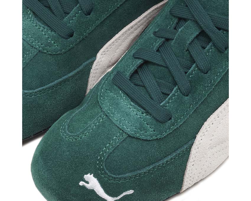 Puma Speedcat OG Myrtle vue latérale — tige cuir vert racing premium