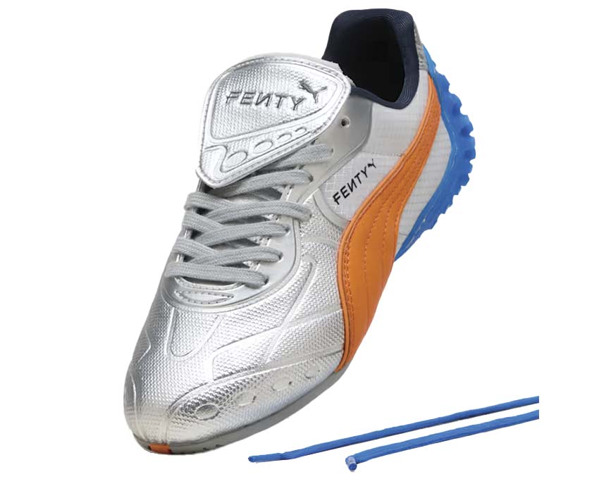 Puma Fenty Avanti LS-X Argent vue latérale — cuir silver Fenty Avanti
