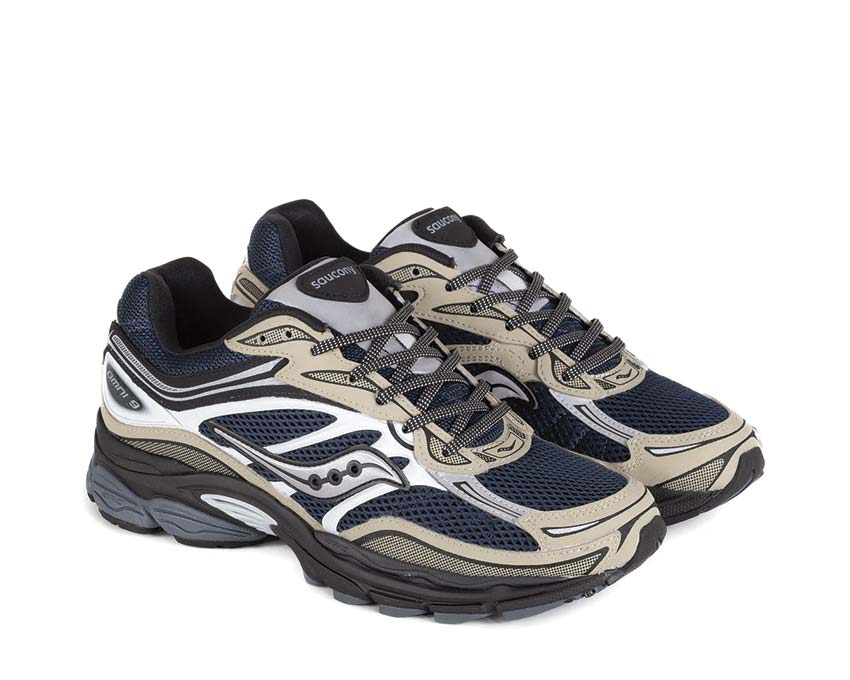 Saucony Progrid Omni 9 Blue Brass vue latérale — tige mesh respirante