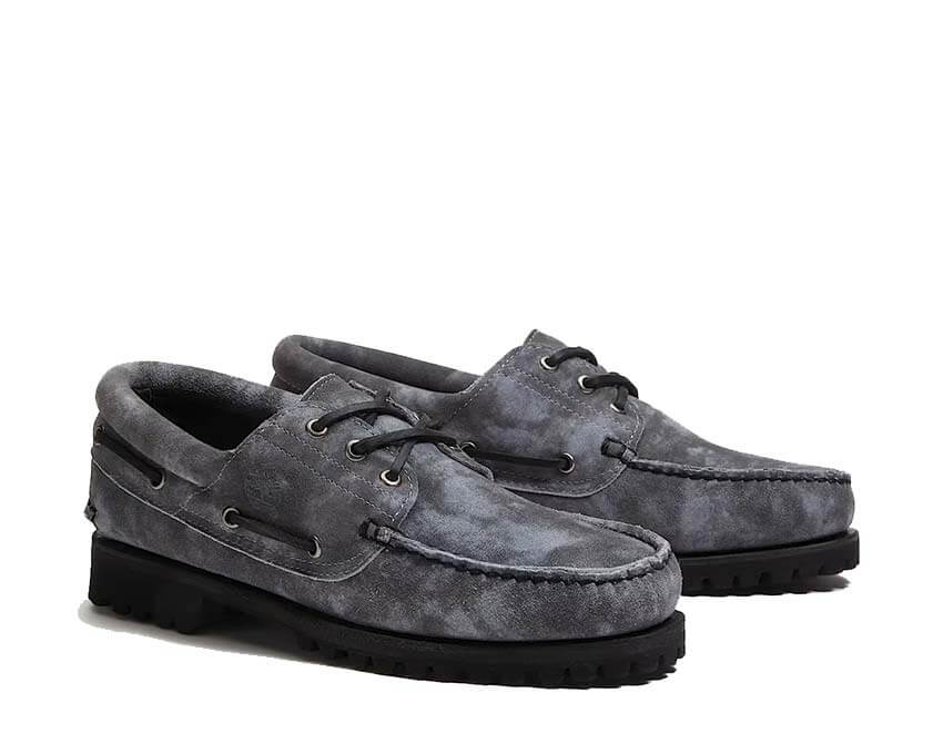 Timberland Authentic Boat Shoe Light Grey vue latérale — profil mocassin marin gris