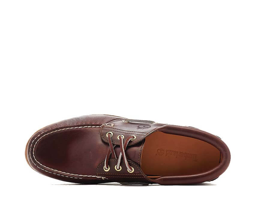 Timberland Authentic Boat Shoe Burgundy détail — tige cuir bordeaux authentique