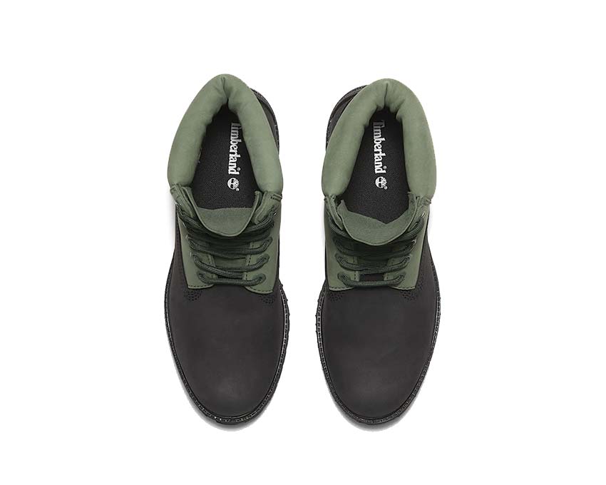 Timberland Premium 6-Inch Waterproof Boot Green detalle — cordones planos logo