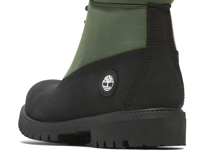Timberland Premium 6-Inch Waterproof Boot Green detalle — caña nubuck impermeable
