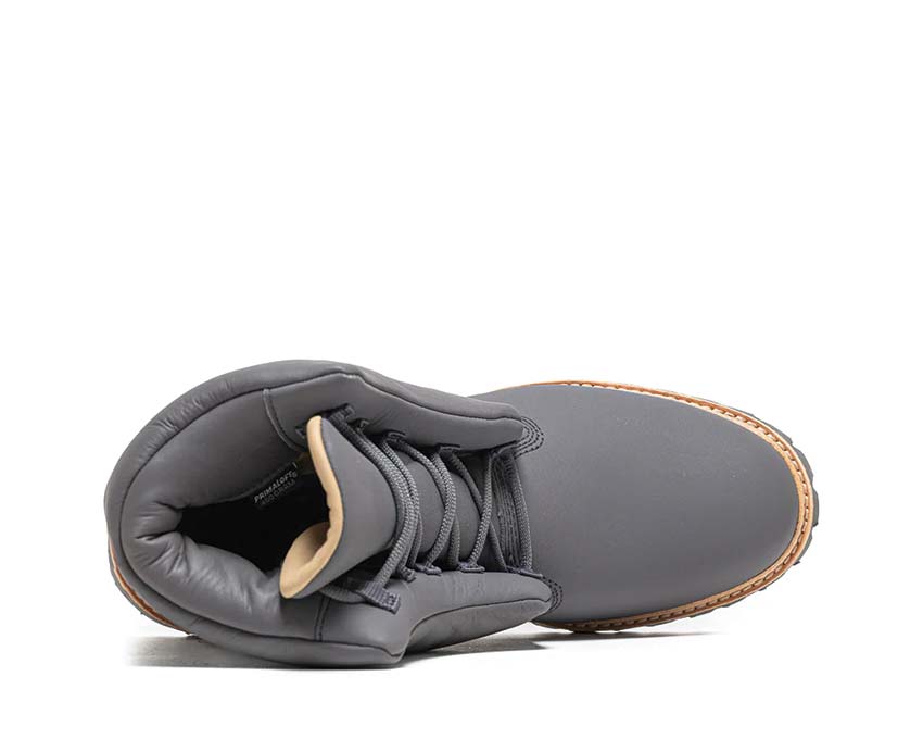 Timberland Vibram 6inch Lace Boot Dark Grey detalle — caña cuero cordones